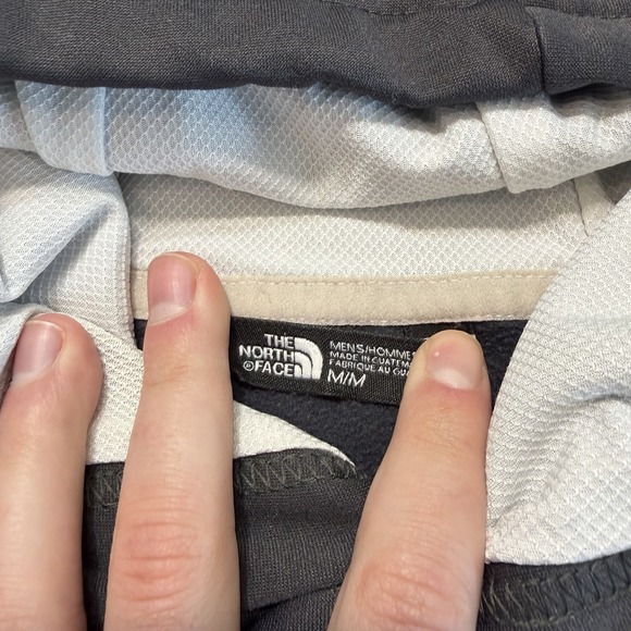 North Face Hoodie Sweatshirt Mens Medium Gray Neon Green Logo Hooded Fleece Gorp - Picture 5 of 5